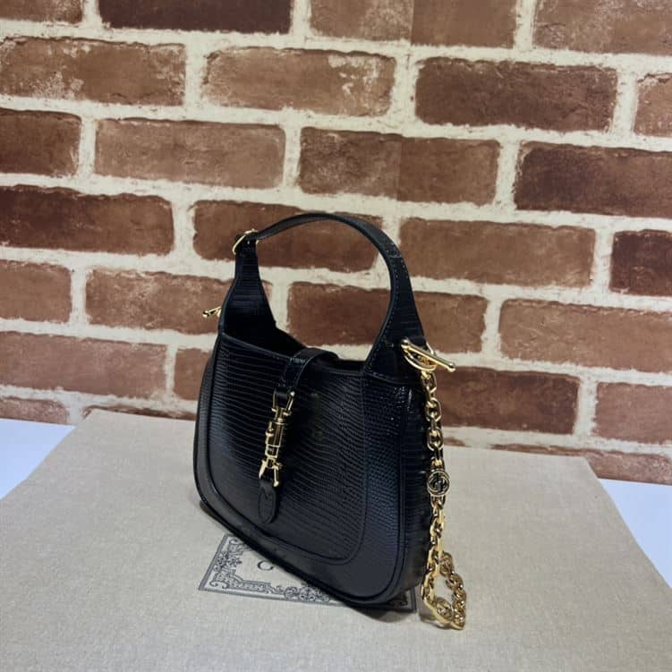 GUCCI JACKIE 1961 LIZARD MINI BAG IN BLACK – GB77