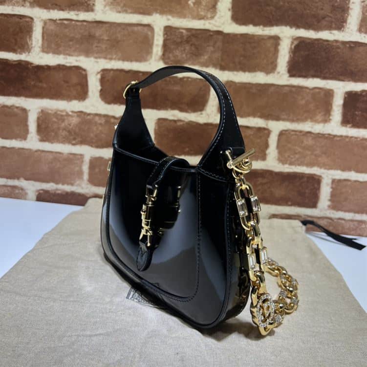 GUCCI JACKIE 1961 MINI SHOULDER BAG WITH BLACK PATENT LEATHER – GB73