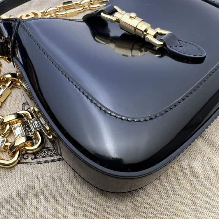 GUCCI JACKIE 1961 MINI SHOULDER BAG WITH BLACK PATENT LEATHER – GB73