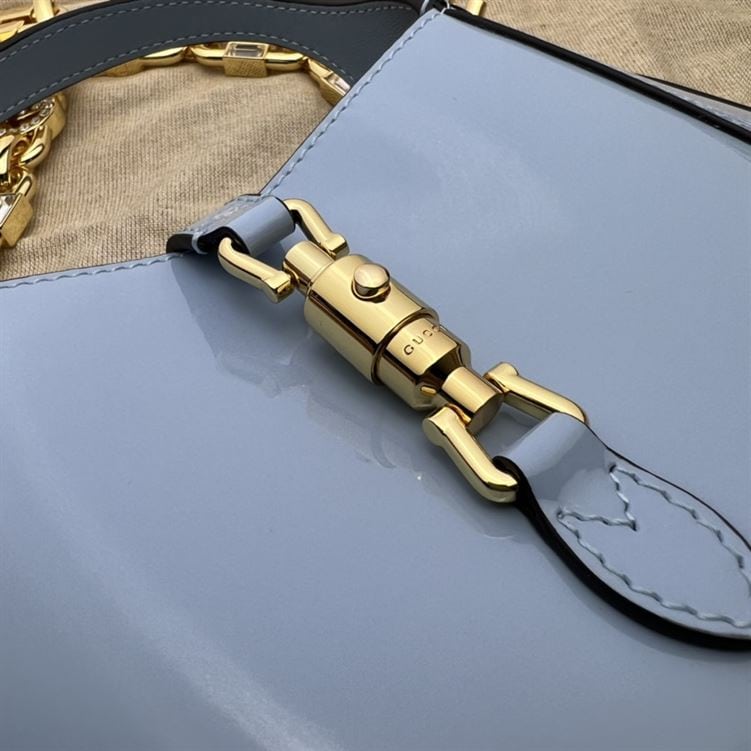 GUCCI JACKIE 1961 MINI SHOULDER BAG WITH BLUE PATENT LEATHER – GB75