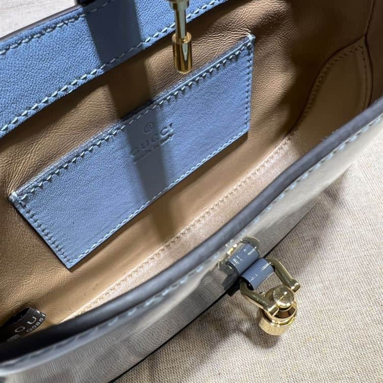 GUCCI JACKIE 1961 MINI SHOULDER BAG WITH BLUE PATENT LEATHER – GB75