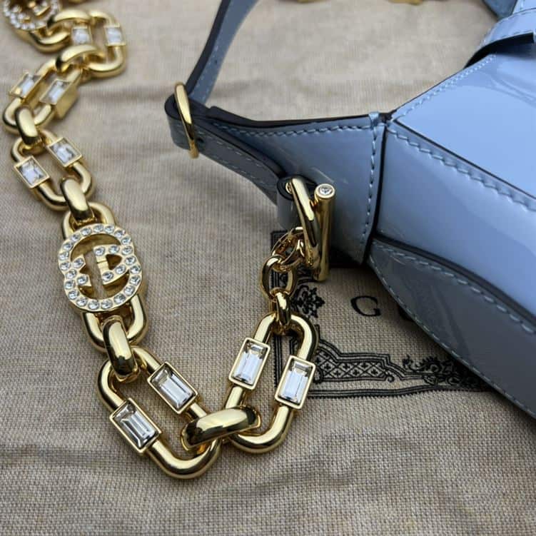 GUCCI JACKIE 1961 MINI SHOULDER BAG WITH BLUE PATENT LEATHER – GB75