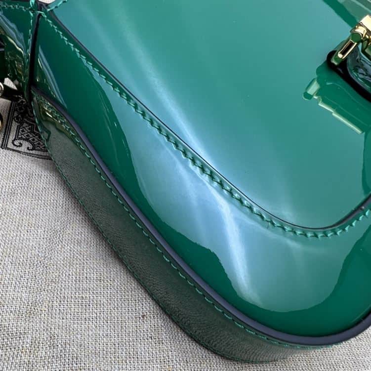 GUCCI JACKIE 1961 MINI SHOULDER BAG WITH GREEN PATENT LEATHER – GB76