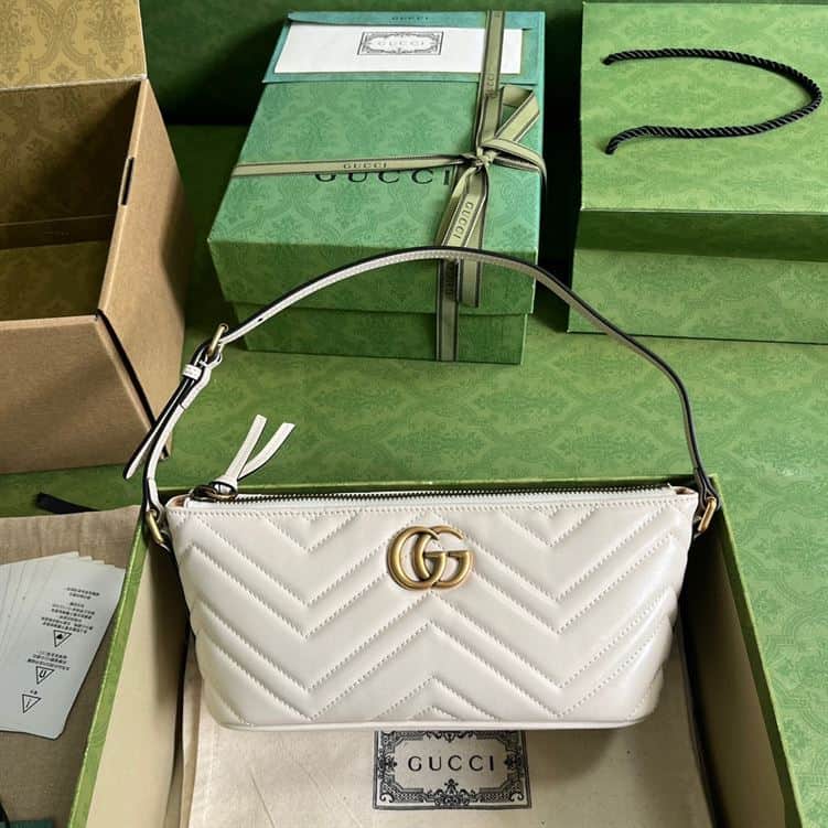 GUCCI MARMONT SHOULDER BAG IN WHITE LEATHER – GB14