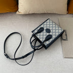GUCCI MINI NOTE BAG WITH INTERLOCKING G BEIGE AND BLUE GG SUPREME CANVAS – GB36