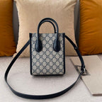 GUCCI MINI NOTE BAG WITH INTERLOCKING G BEIGE AND BLUE GG SUPREME CANVAS – GB36