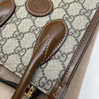 GUCCI MINI NOTE BAG WITH INTERLOCKING G BEIGE AND EBONY GG SUPREME CANVAS – GB37