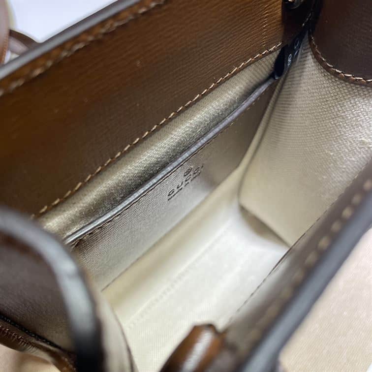 GUCCI MINI NOTE BAG WITH INTERLOCKING G BEIGE AND EBONY GG SUPREME CANVAS – GB37