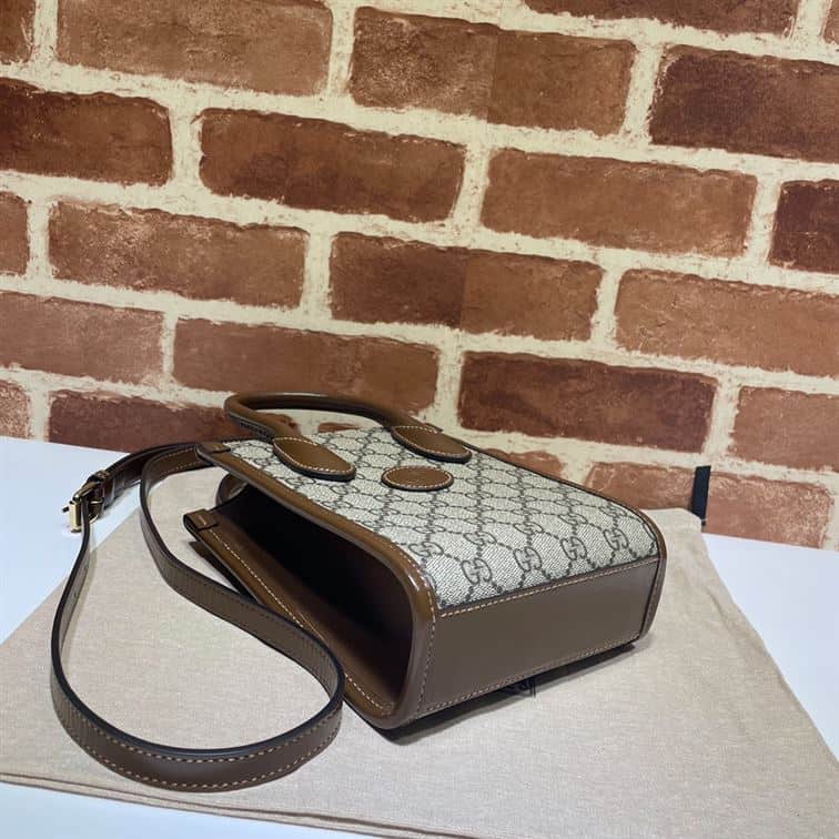 GUCCI MINI NOTE BAG WITH INTERLOCKING G BEIGE AND EBONY GG SUPREME CANVAS – GB37