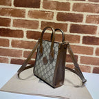 GUCCI MINI NOTE BAG WITH INTERLOCKING G BEIGE AND EBONY GG SUPREME CANVAS – GB37