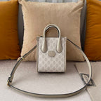 GUCCI MINI NOTE BAG WITH INTERLOCKING G BEIGE AND WHITE GG SUPREME CANVAS – GB35