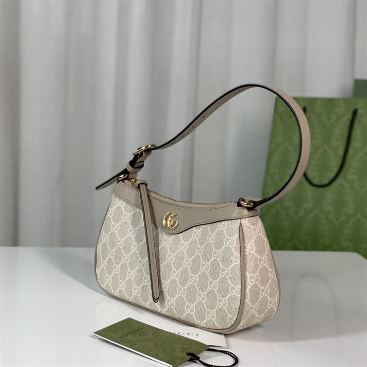 GUCCI OPHIDIA SMALL HANDBAG BEIGE AND WHITE GG SUPREME CANVAS – GB71