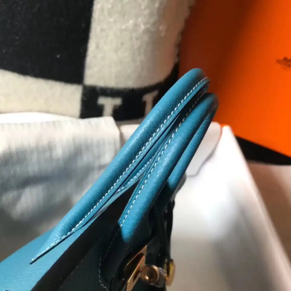 Hermes Birkin 25cm Bag In Blue Jean Clemence Leather GHW – HW014