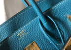 Hermes Birkin 25cm Bag In Blue Jean Clemence Leather GHW – HW014