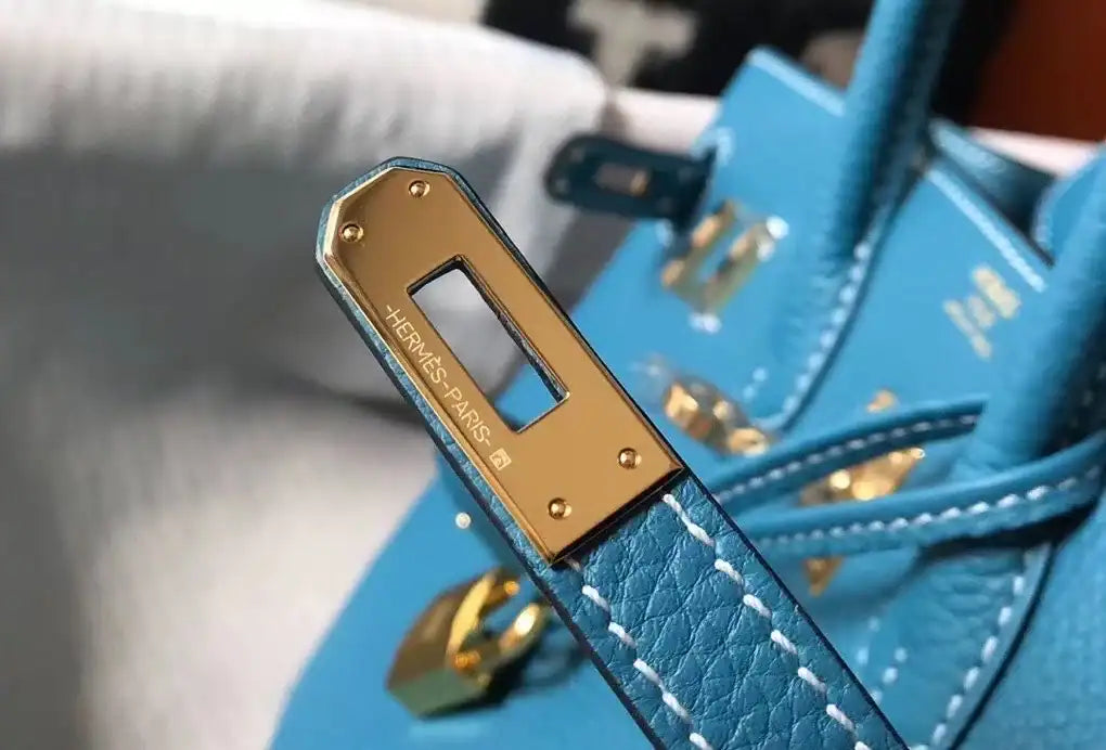Hermes Birkin 25cm Bag In Blue Jean Clemence Leather GHW – HW014