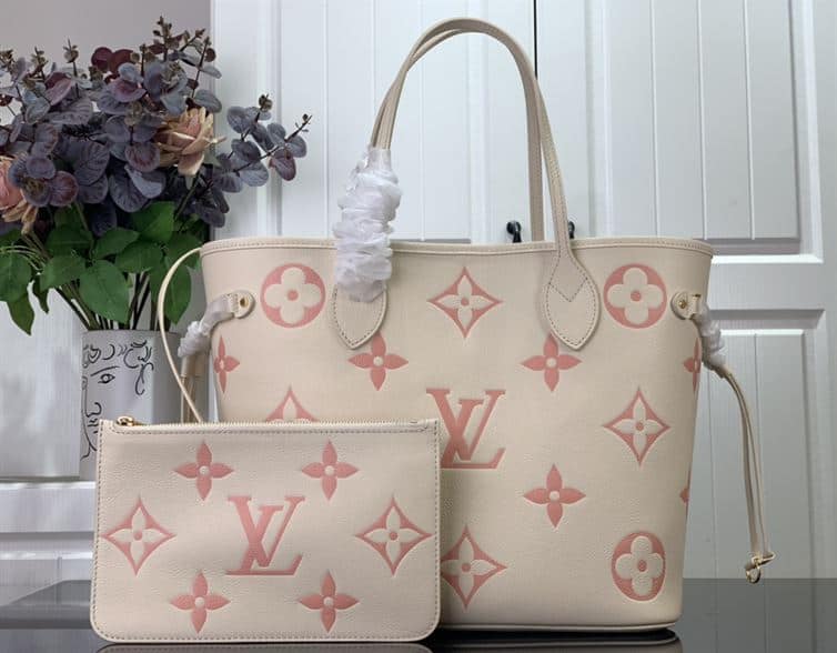 LOUIS VUITTON NEVERFULL MM BICOLOR MONOGRAM EMPREINTE LEATHER – LW120