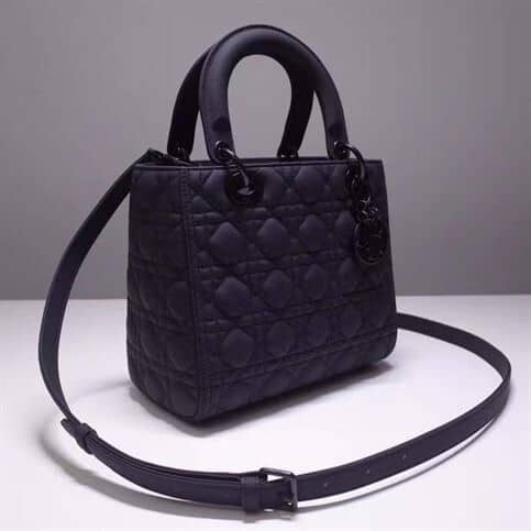 MEDIUM LADY DIOR BAG BLACK ULTRAMATTE CANNAGE CALFSKIN – DOB006