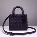 MEDIUM LADY DIOR BAG BLACK ULTRAMATTE CANNAGE CALFSKIN – DOB006