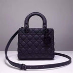 MEDIUM LADY DIOR BAG BLACK ULTRAMATTE CANNAGE CALFSKIN – DOB006