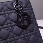MEDIUM LADY DIOR BAG BLACK ULTRAMATTE CANNAGE CALFSKIN – DOB006