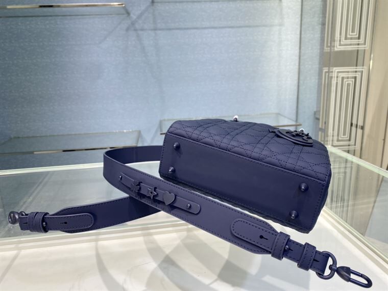MEDIUM ULTRAMATTE LADY DIOR BAG INDIGO BLUE ULTRAMATTE CANNAGE CALFSKIN – DOB001