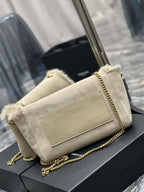 YSL KATE MEDIUM SUPPLE/REVERSIBLE CHAIN BAG IN SUEDE AND SHEARLING – YB046