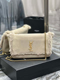 YSL KATE MEDIUM SUPPLE/REVERSIBLE CHAIN BAG IN SUEDE AND SHEARLING – YB046