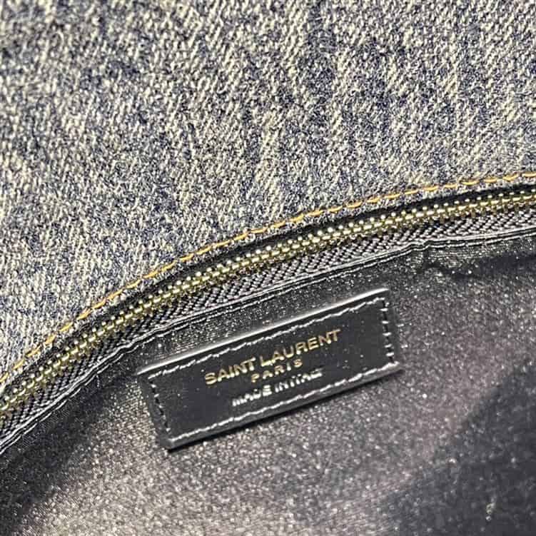 YSL MEDIUM PUFFER IN SUEDE AND DENIM – YB062