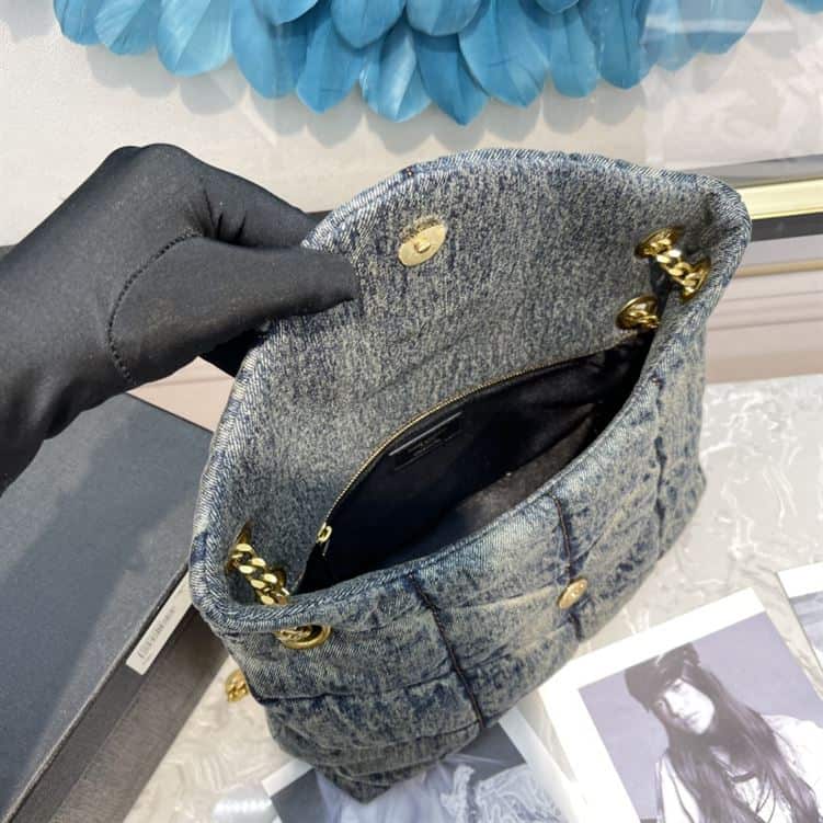 YSL MEDIUM PUFFER IN SUEDE AND DENIM – YB062