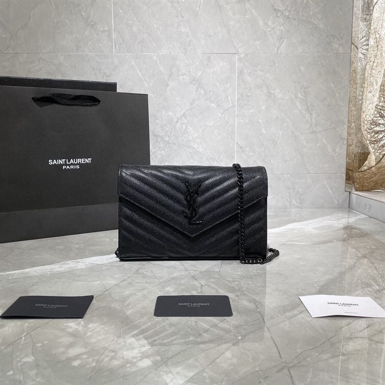 YSL MONOGRAMME CHAIN WALLET BLACK BAG – YB032