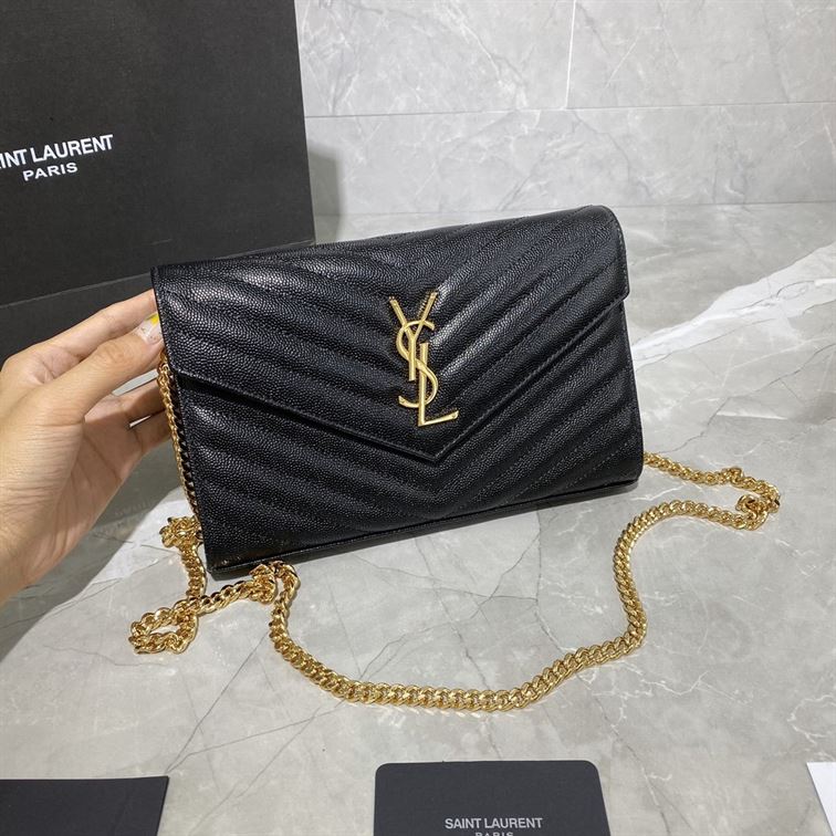YSL MONOGRAMME CHAIN WALLET BAG BLACK – YB040