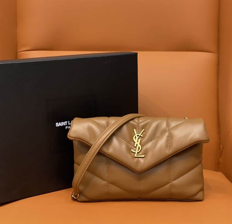 YSL PUFFER TOY BROWN BAG IN QUILTED LAMBSKIN – YB056