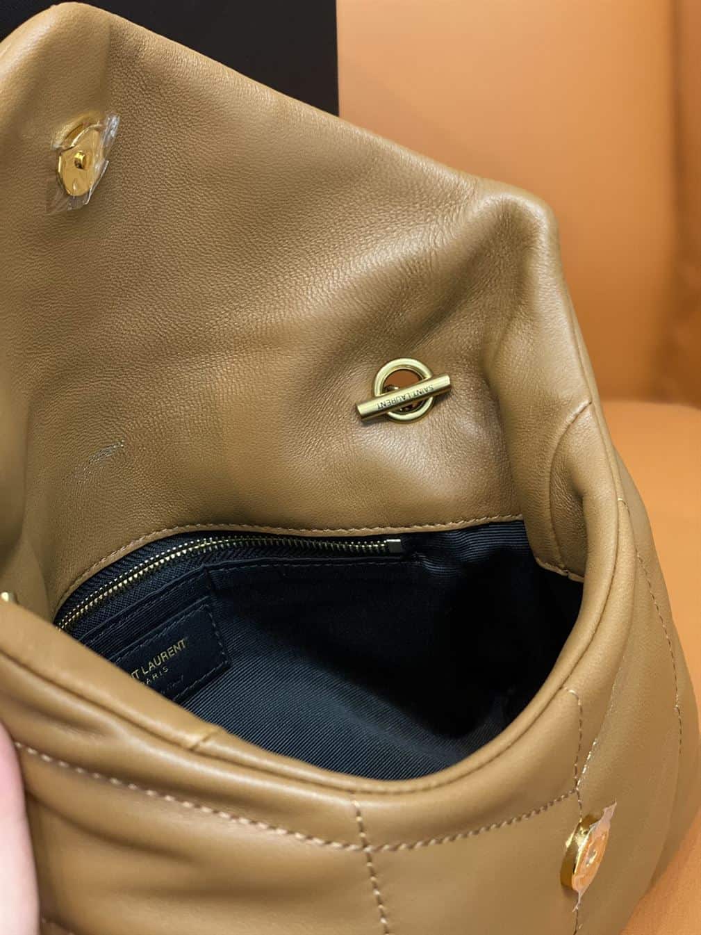 YSL PUFFER TOY BROWN BAG IN QUILTED LAMBSKIN – YB056