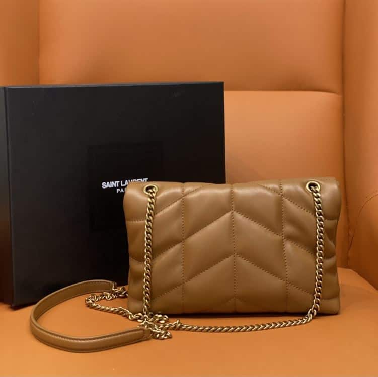 YSL PUFFER TOY BROWN BAG IN QUILTED LAMBSKIN – YB056