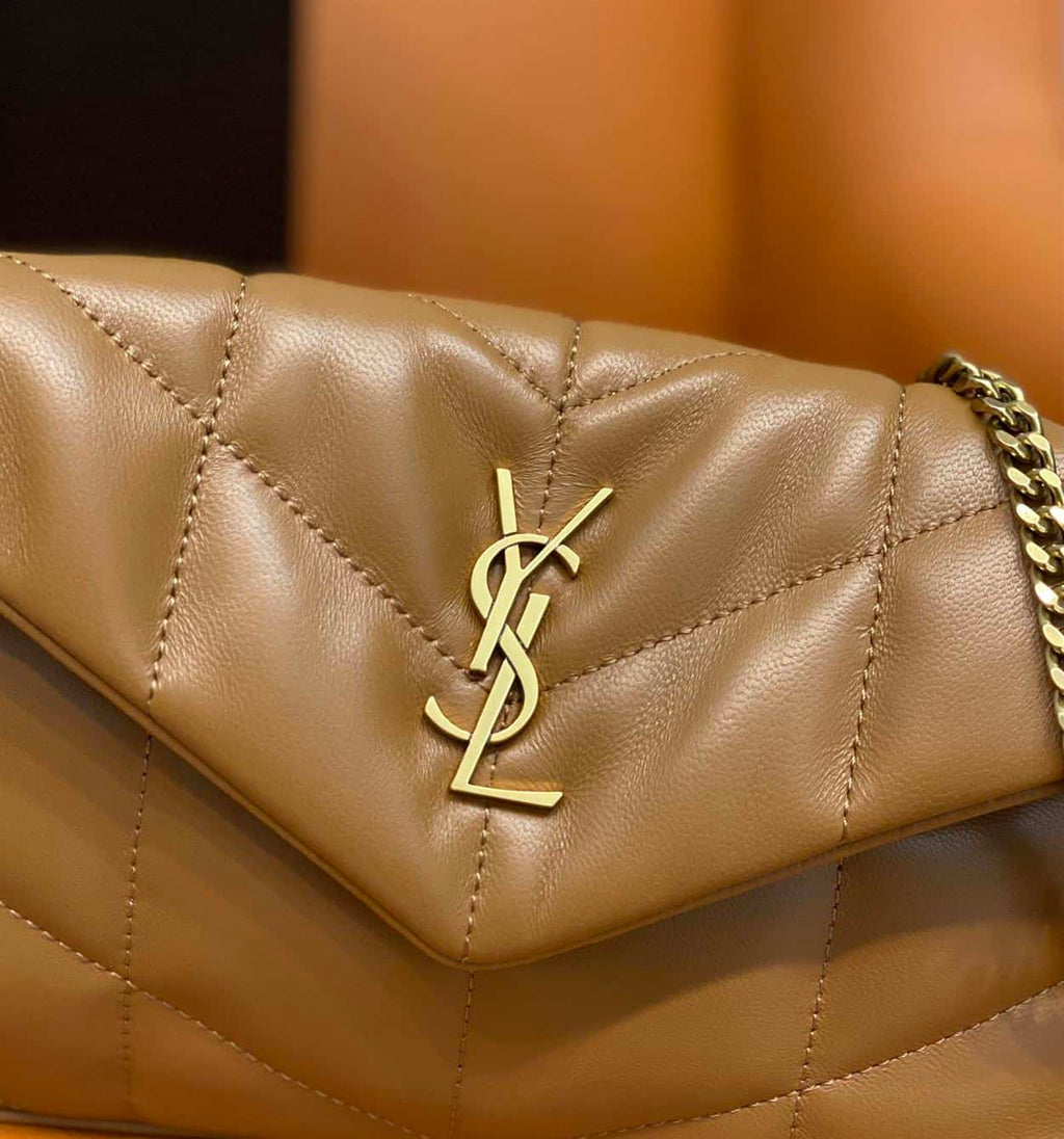 YSL PUFFER TOY BROWN BAG IN QUILTED LAMBSKIN – YB056