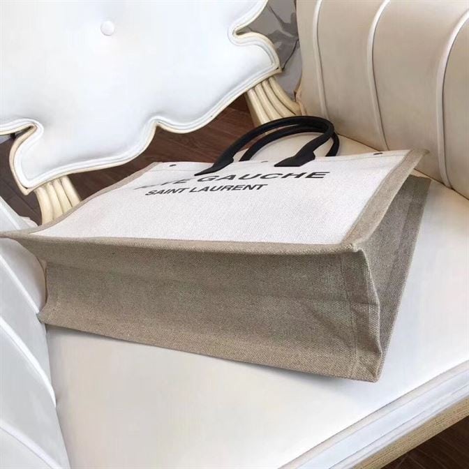YSL RIVE GAUCHE CANVAS TOTE WHITE BEIGE BAG – YB026