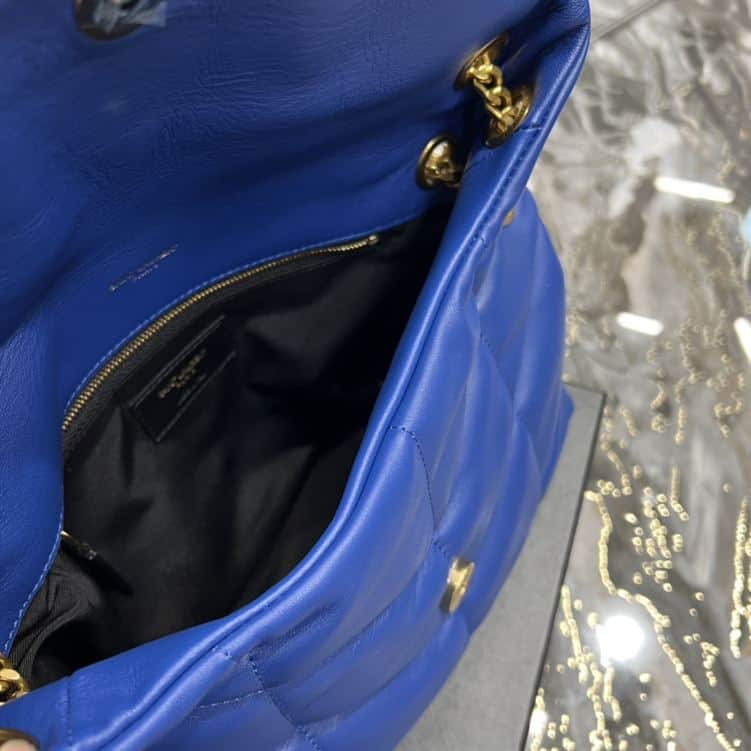YSL SMALL PUFFER IN QUILTED NAPPA BLUE LEATHER – YB053