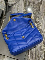 YSL SMALL PUFFER IN QUILTED NAPPA BLUE LEATHER – YB053