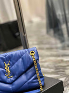 YSL SMALL PUFFER IN QUILTED NAPPA BLUE LEATHER – YB053