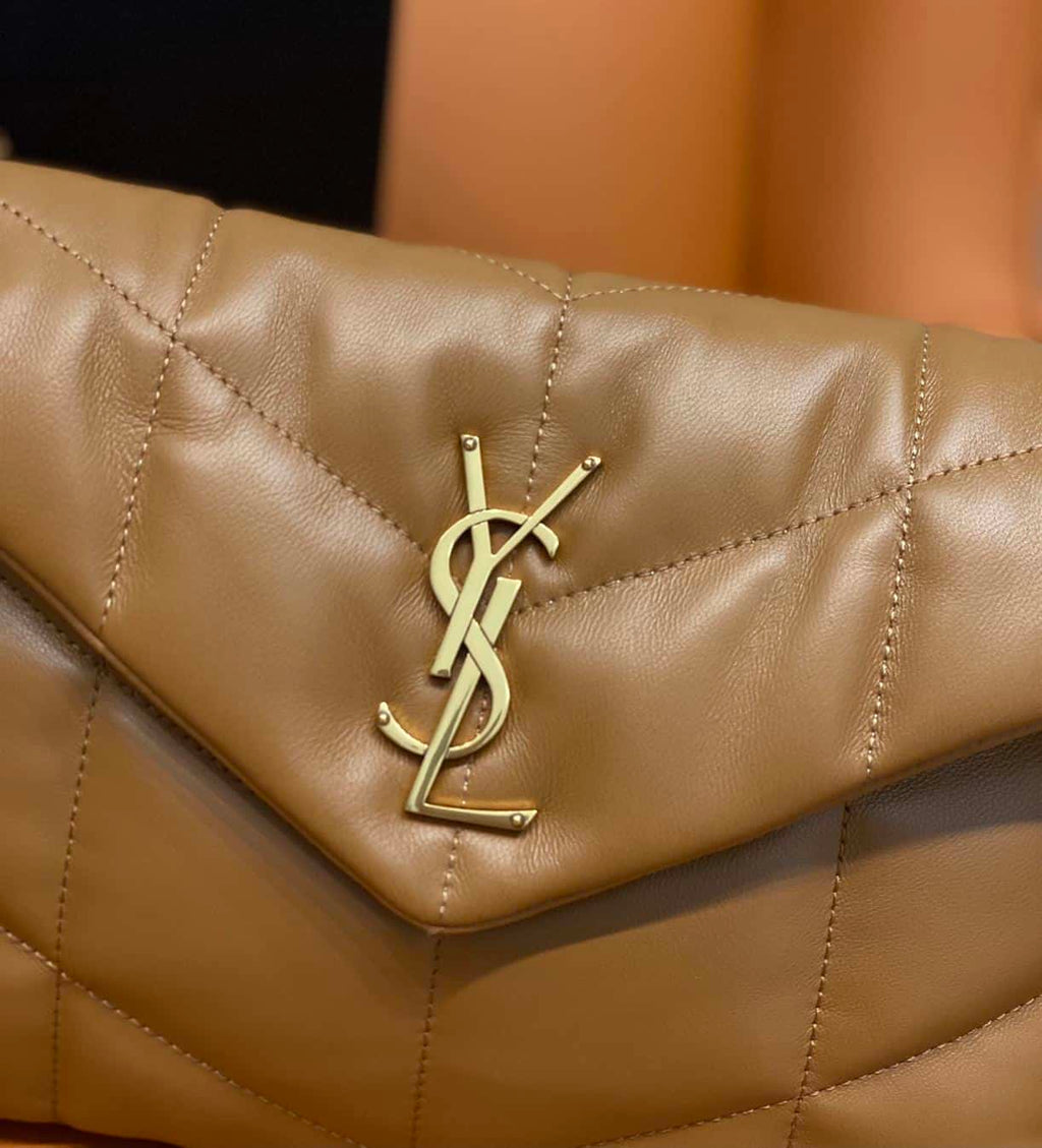YSL SMALL PUFFER IN QUILTED NAPPA BROWN LEATHER – YB055