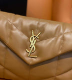 YSL SMALL PUFFER IN QUILTED NAPPA BROWN LEATHER – YB055