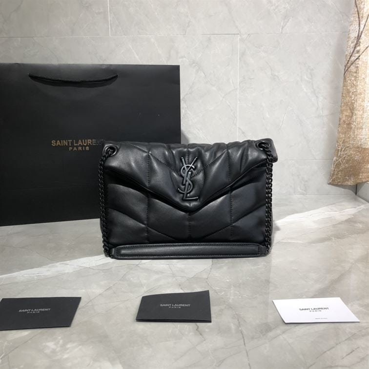 YSL SMALL PUFFER IN QUILTED NAPPA BLACK LEATHER – YB060