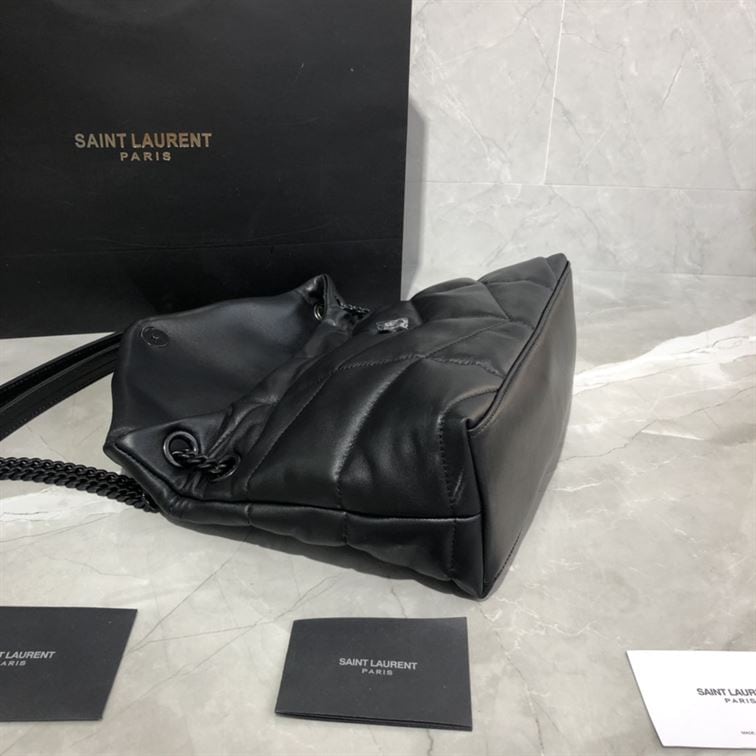 YSL SMALL PUFFER IN QUILTED NAPPA BLACK LEATHER – YB060