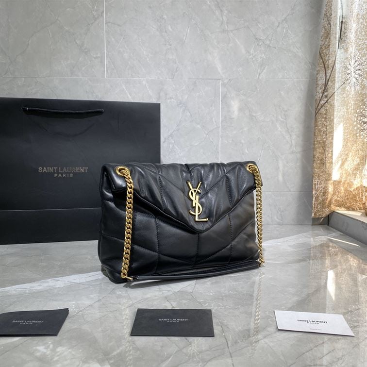 YSL SMALL PUFFER IN QUILTED NAPPA LEATHER BLACK – YB061
