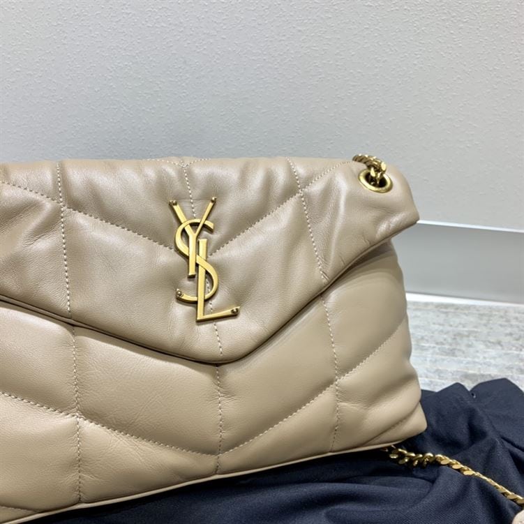 YSL SMALL PUFFER IN QUILTED NAPPA BROWN LEATHER – YB064
