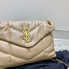 YSL SMALL PUFFER IN QUILTED NAPPA BROWN LEATHER – YB064