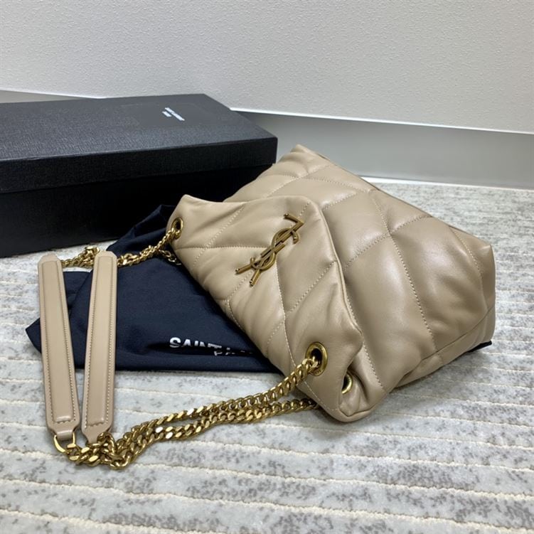 YSL SMALL PUFFER IN QUILTED NAPPA BROWN LEATHER – YB064