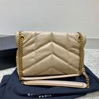 YSL SMALL PUFFER IN QUILTED NAPPA BROWN LEATHER – YB064