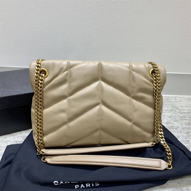YSL SMALL PUFFER IN QUILTED NAPPA BROWN LEATHER – YB064