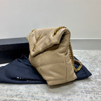 YSL SMALL PUFFER IN QUILTED NAPPA BROWN LEATHER – YB064